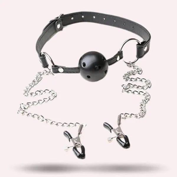 Gag collar con pezoneras - Secretos.com