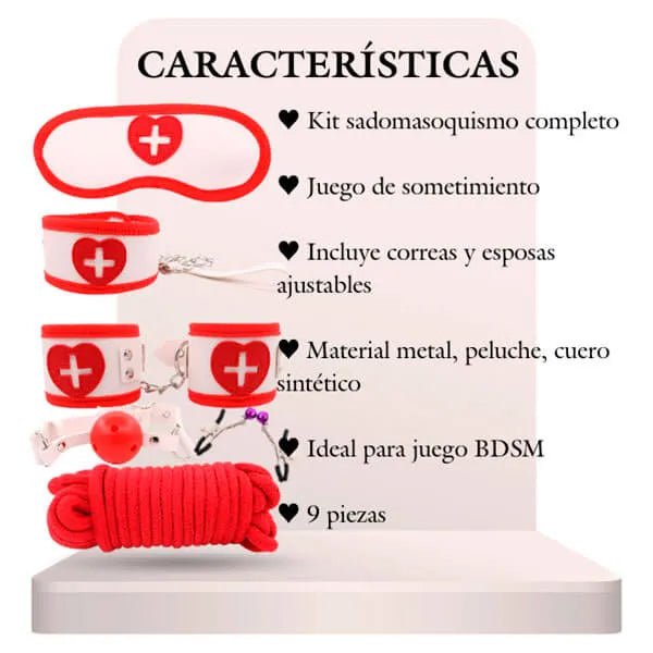 Kit Bondage Enfermera 9 Piezas - Secretos.com