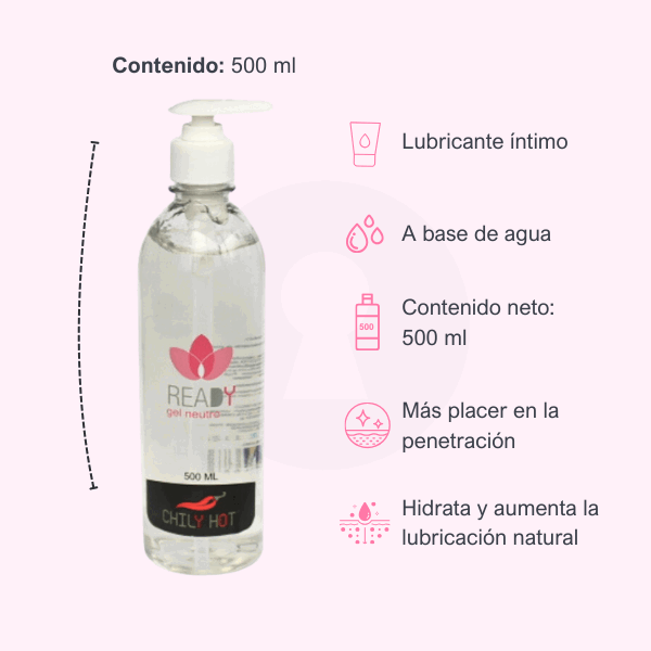 Lubricante Gel Neutro Chily Hot 500 ml - Secretos.com