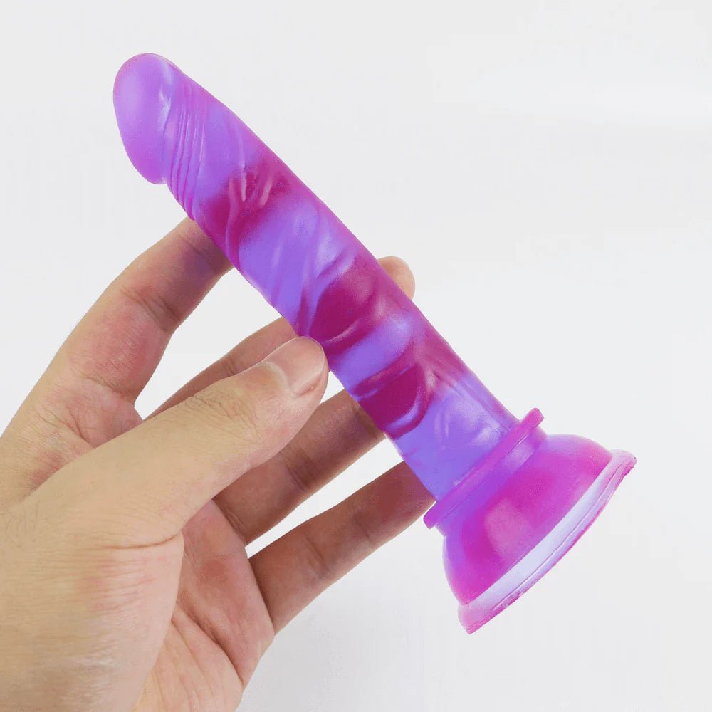 Mini consolador vaginal realista y Ventosa 14 cm - Secretos.com