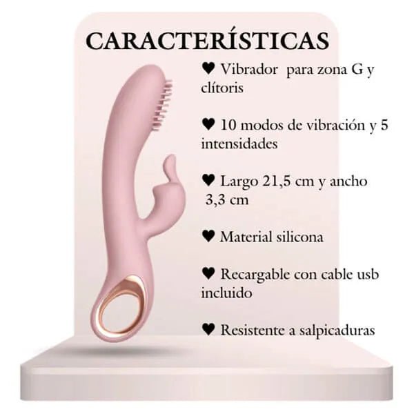 Vibrador Doble Estimulación Ángel Recargable 21 cm - Secretos.com