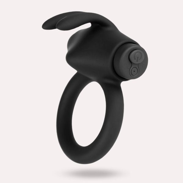 Anillo Vibrador doble estimulación conejo negro - Secretos.com