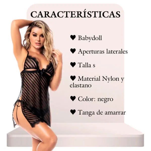 Babydoll En tul De rayas - Secretos.com