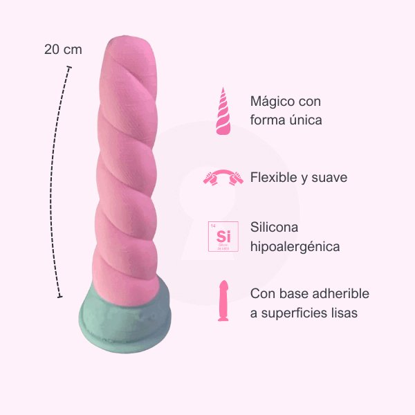 Dildo consolador cuerno de unicornio 20 cm - Secretos.com