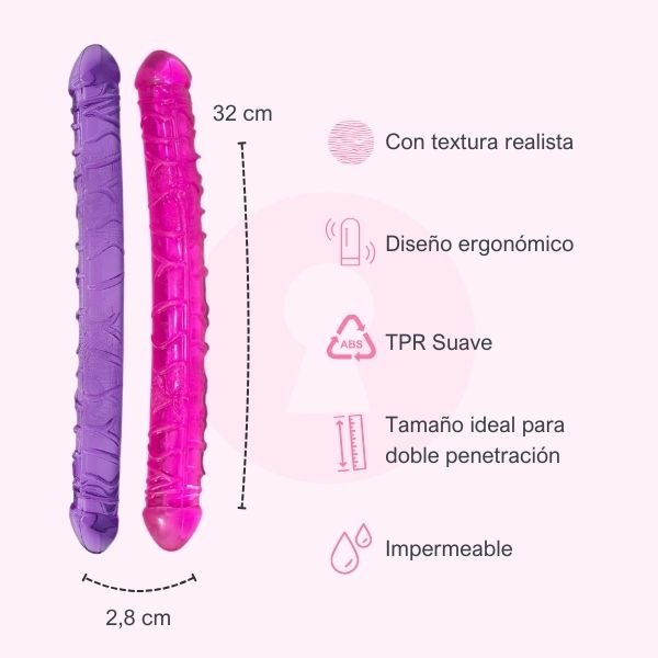 Dildo Consolador Doble Penetración 32 cm - Secretos.com