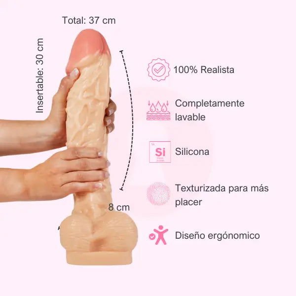 Dildo Consolador Gigante Jackson 37 cm - Secretos.com