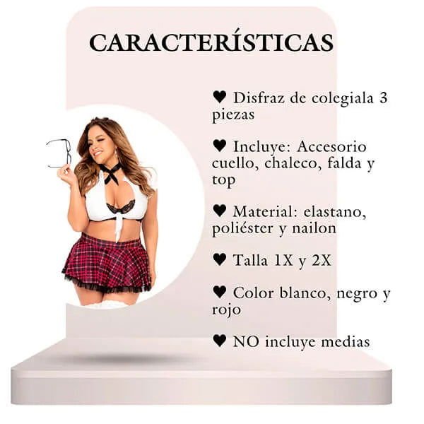 Disfraz De Colegiala 4 piezas Talla x1/x2 - Secretos.com