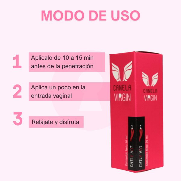 Estrechante Vaginal Virgin Canela Chily Hot 30 ml - Secretos.com